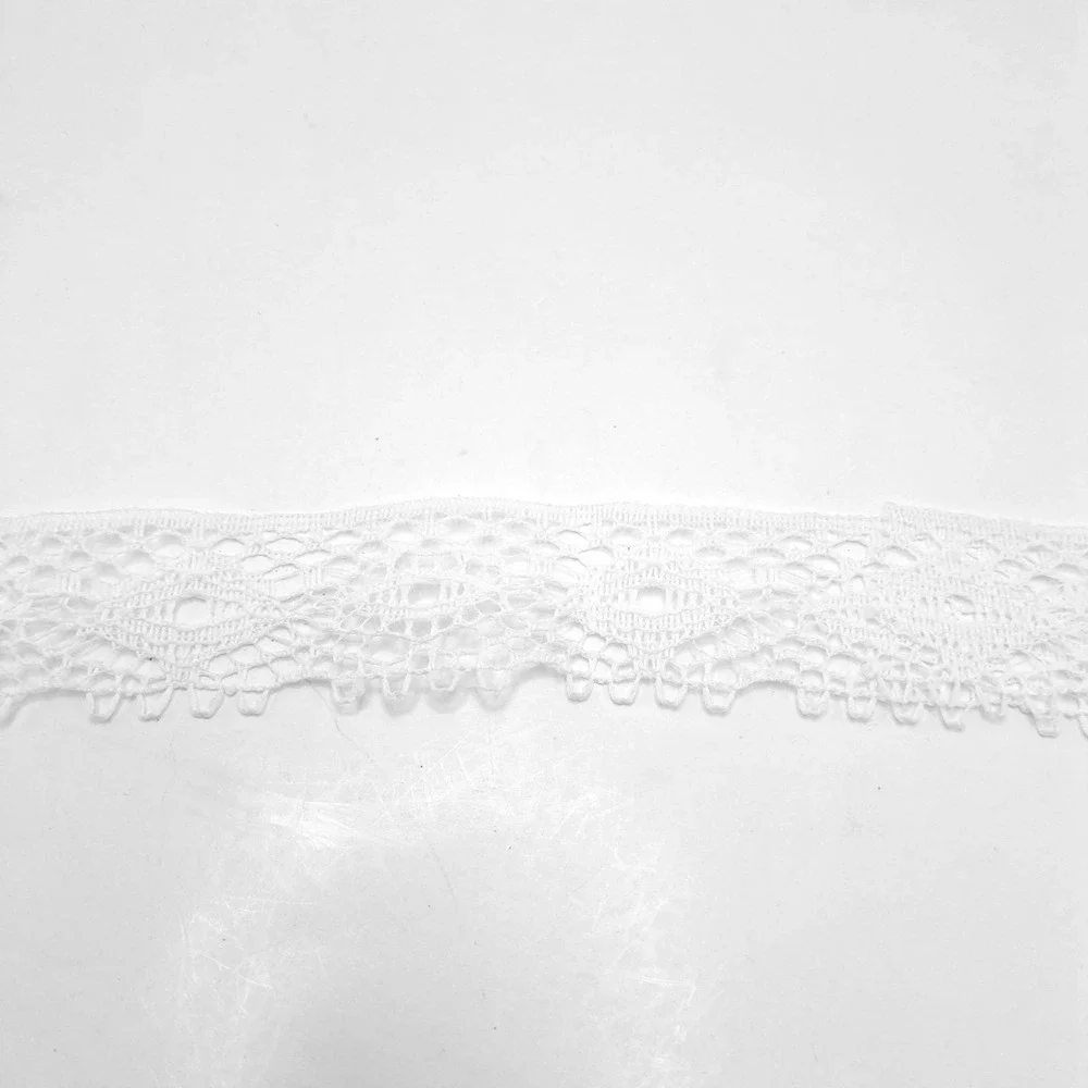 Vintage Lace Trim 1990s 12 Feet Cotton White Geometric Eyelet Scalloped Edge